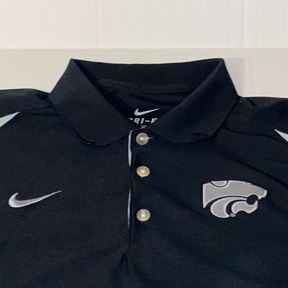 Nike Dri-Fit Men’s Med Short Sleeve Black And Silver K-State Wildcats Polo Shirt - Picture 2 of 4